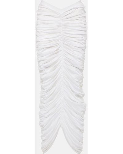 Khaite Laure Ruched Silk-blend Maxi Skirt - White