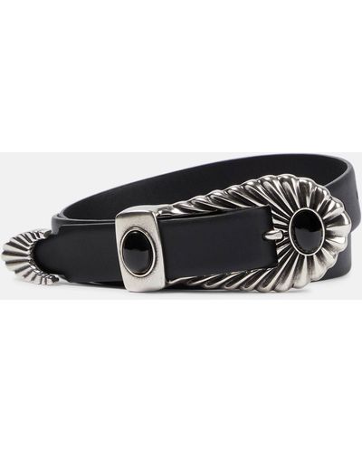 Etro Stone-embellished Leather Belt - Black