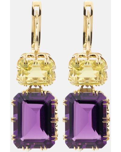 Ileana Makri Crown 18kt Gold Earrings With Topaz And Amethyst - Multicolour