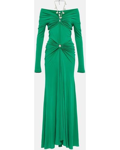 Rabanne Chain-embellished Jersey Maxi Dress - Green