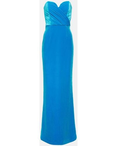 Rebecca Vallance Bernardette Velvet-effect Gown - Blue