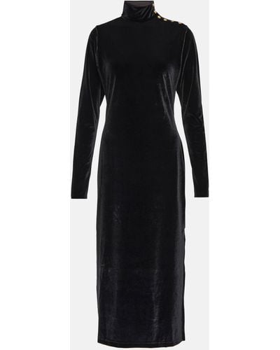 Polo Ralph Lauren Mockneck Velvet Midi Dress - Black