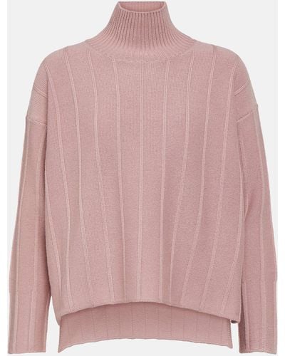 Max Mara Beira Ribbed-knit Virgin Wool Turtleneck Sweater - Pink