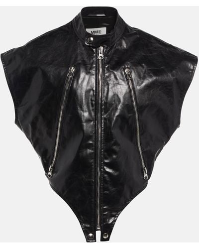 MM6 by Maison Martin Margiela Leather Jacket - Black