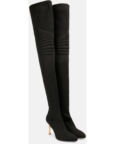 Balmain Moneta Knit Over-the-knee Boots - Black