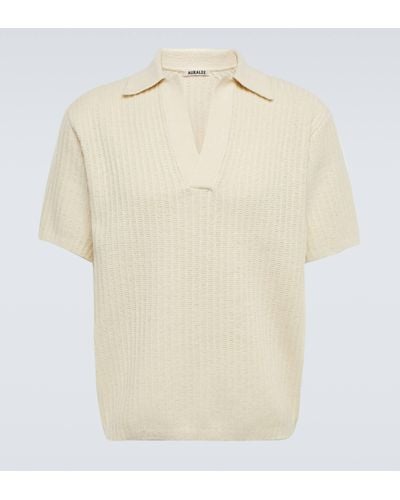 AURALEE Ribbed-knit Cotton And Wool Top - Natural