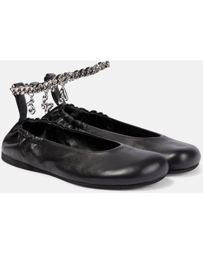 JW Anderson Charm Leather Ballet Flats - Black