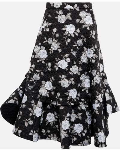 Noir Kei Ninomiya Floral Quilted Midi Skirt - Black