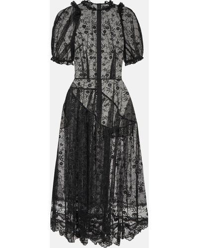 Simone Rocha Embellished Lace Midi Dress - Black