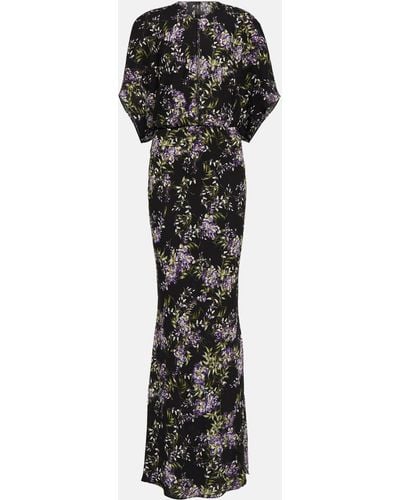 Norma Kamali Obie Cutout Floral-print Georgette Gown - Black