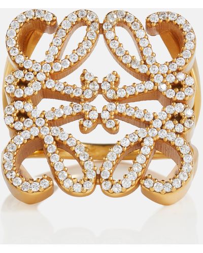 Loewe Anagram Crystal-embellished Ring - Metallic