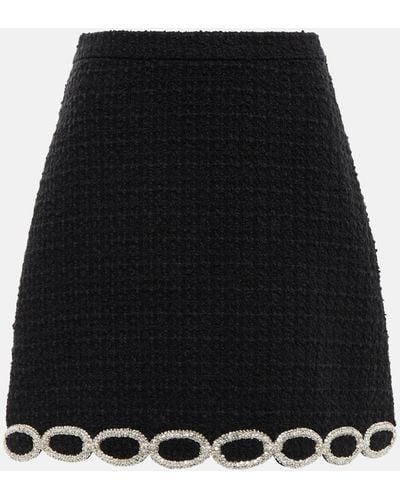 Valentino Embellished Tweed Miniskirt - Black