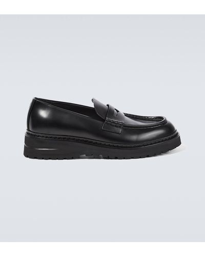 Giorgio Armani Leather Penny Loafers - Black