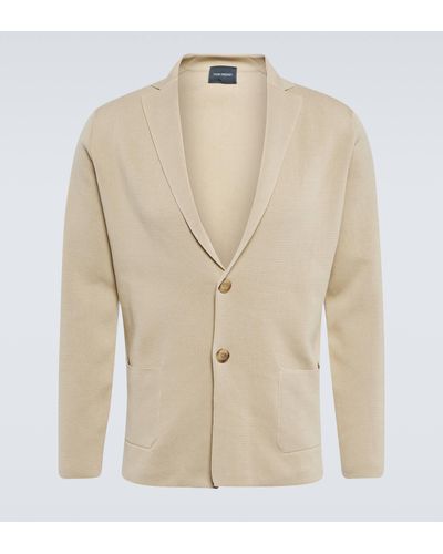 Thom Sweeney Single-breasted Cotton Knit Blazer - Natural