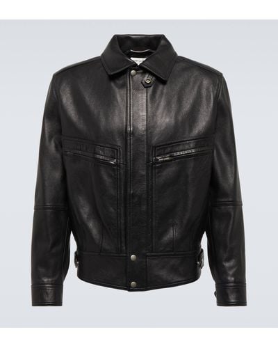 Saint Laurent Panelled Leather Jacket - Black