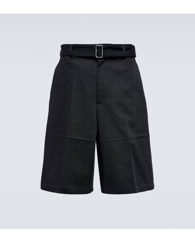 Jil Sander Wool Gabardine Belted Shorts - Black
