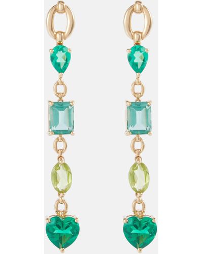 Nadine Aysoy Catena 18kt Gold Earrings With Emeralds, Peridot And Tourmaline - Green