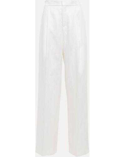 Chloé Chloe Mid-rise Straight Linen Pants - White