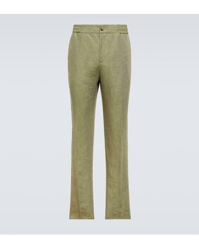 Etro Linen Straight Pants - Green