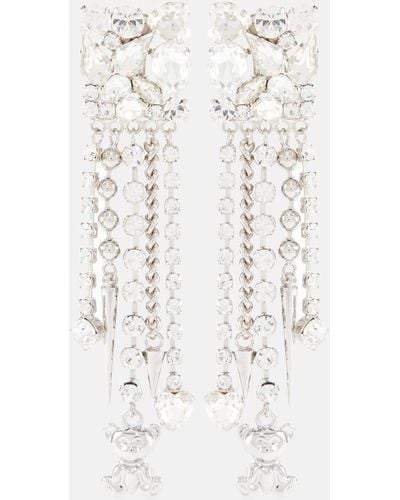 Alessandra Rich Embellished Clip-on Earrings - White