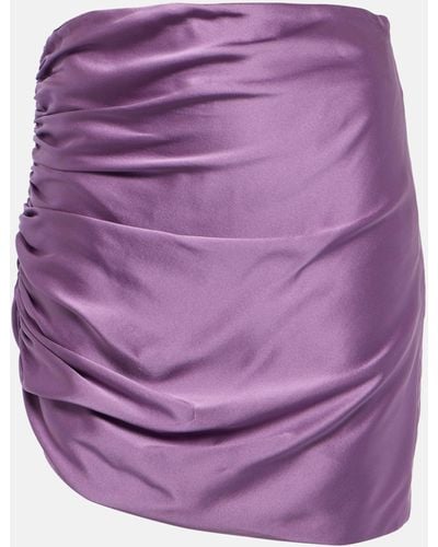 The Sei Asymmetric Gathered Silk Miniskirt - Purple