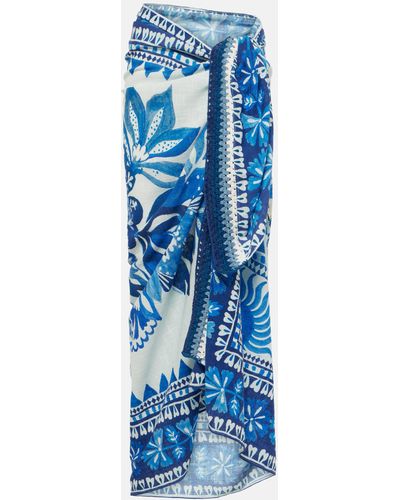 FARM Rio Floral Tapestry Cotton Beach Cover-up - Blue