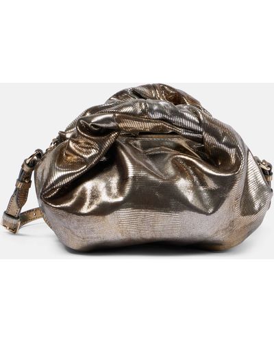 Dries Van Noten Metallic Leather Shoulder Bag - Brown