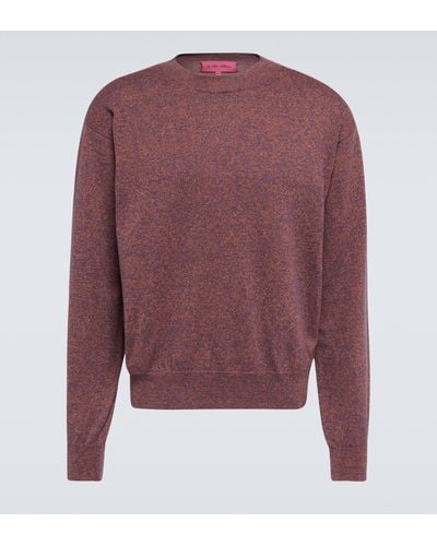 The Elder Statesman Melange Cotton And Cashmere Sweater - Red
