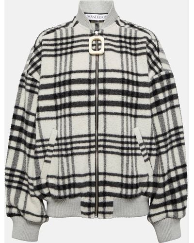 JW Anderson Checked Wool-blend Bomber Jacket - Grey