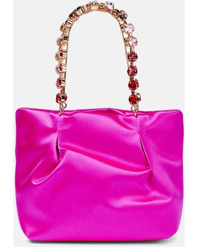 Aquazzura Galactic Embellished Satin Mini Tote Bag - Pink