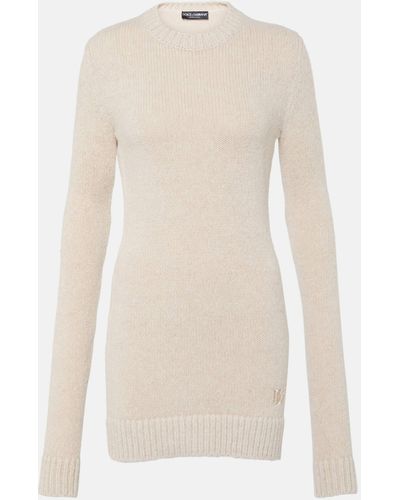 Dolce & Gabbana Ribbed-knit Wool-blend Sweater Dress - Natural