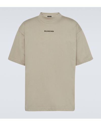 Balenciaga Cotton Jersey T-shirt - Natural