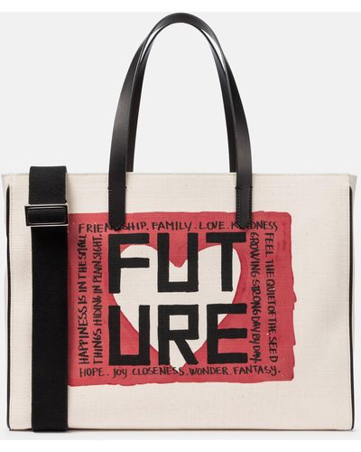 Golden Goose California Printed Canvas Tote - Red