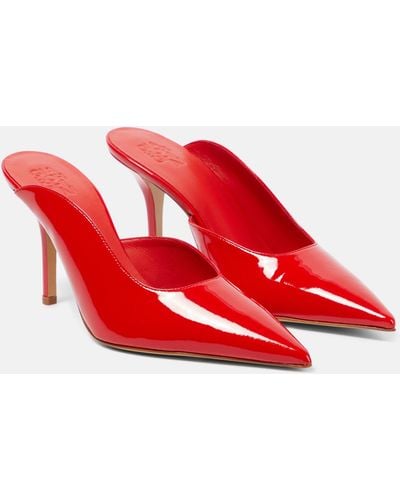 Gia Borghini Abella Patent Leather Mules - Red