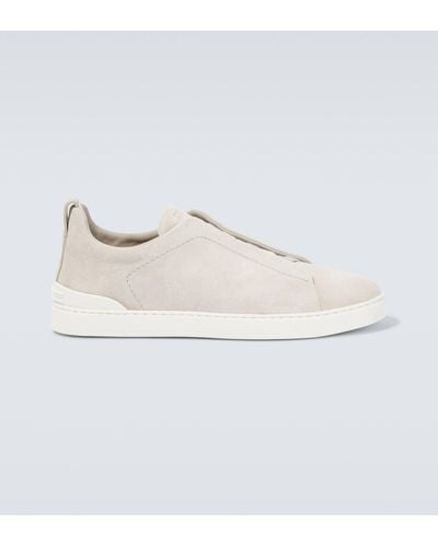 Zegna Triple Stitch Slip-on Sneakers - White