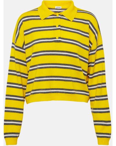 Loewe Stripe-pattern Long-sleeve Wool Sweater - Yellow