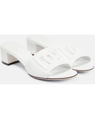 Dolce & Gabbana Leather Cut-out Logo Sandals - White