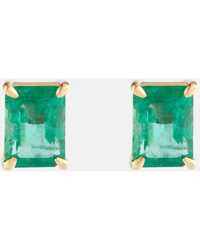SHAY Colombian 18kt Yellow Gold Earrings With Emeralds - Green