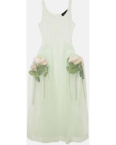 Simone Rocha Floral-applique Tulle Midi Dress - Green
