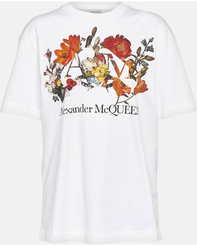 Alexander McQueen Floral Cotton Jersey T-shirt - White