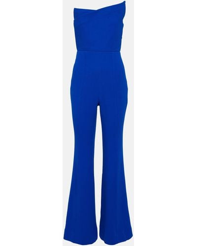 Roland Mouret Asymmetric Wool Crepe Jumpsuit - Blue