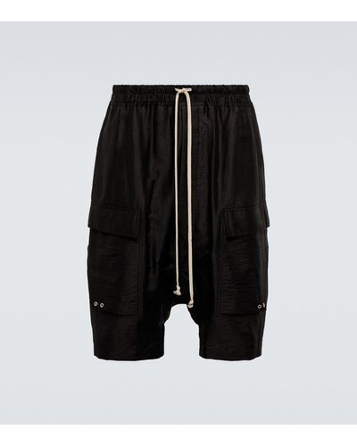 Rick Owens Cargo Pods Linen-blend Shorts - Black