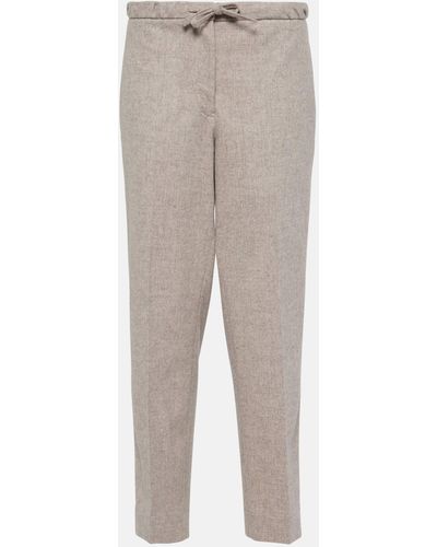 Jil Sander Wool Cropped Straight Pants - Grey