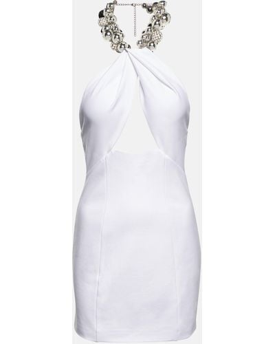 Area Embellished Halterneck Jersey Minidress - White