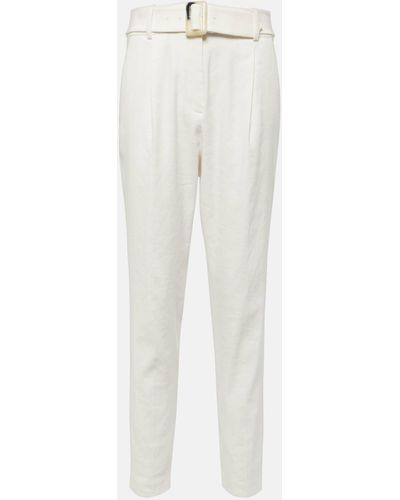 Veronica Beard Sofia High-rise Linen-blend Tapered Pants - White