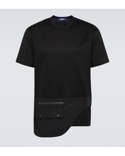 Junya Watanabe Panelled Cotton Jersey T-shirt - Black