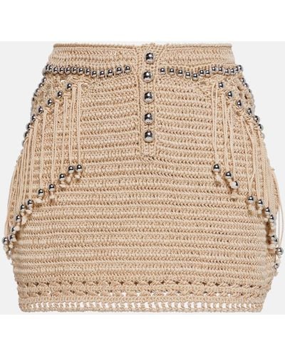 Rabanne Embellished Cotton Crochet-knit Miniskirt - Natural