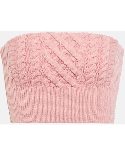 Emilia Wickstead Bimba Wool Cropped Bustier - Pink