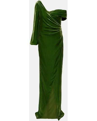 Costarellos Rubinia Silk-blend Velvet Gown - Green