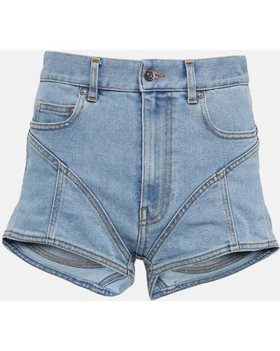 Mugler High-rise Denim Shorts - Blue